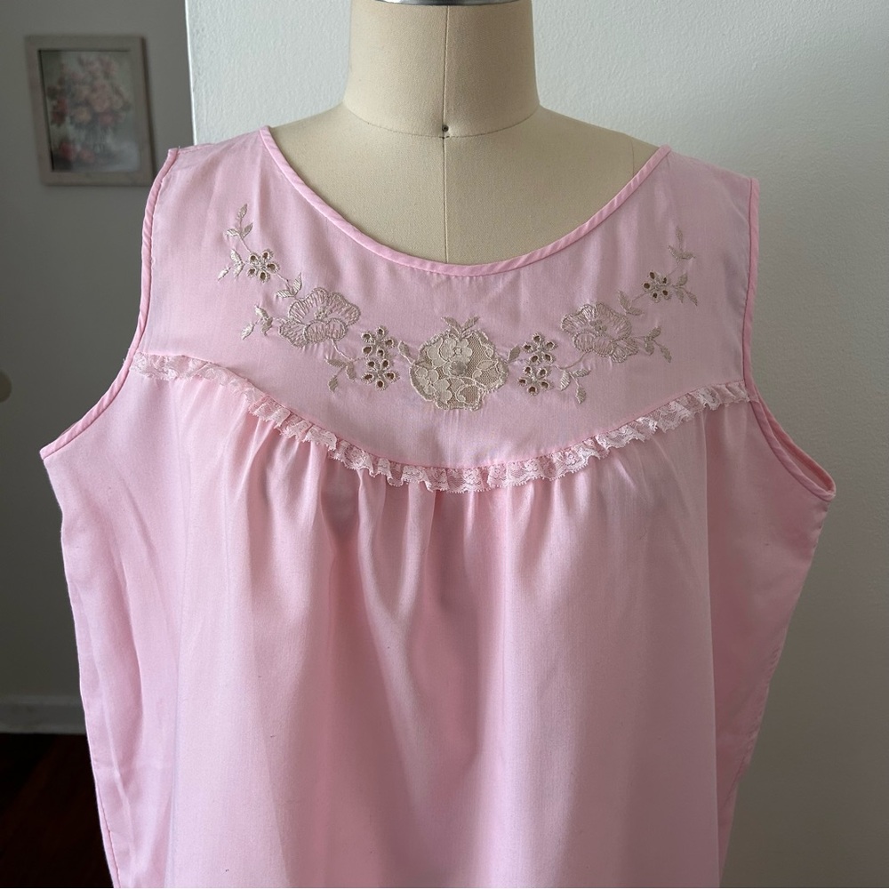 1960s Katz Baby Pink Shift Cottage Core Nightgown